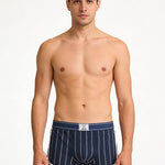 4 Pack Men's Ultra-Soft Breathable Cotton Striped Design Comfort Trunks & Boxers Briefs