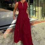 HONORATA™ – Relaxed Loose Fit Zippered Round-Neck Maxi Dress