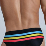 Mens Quick-drying Stripes Swim Briefs