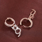 Crystal Cat Dangle Hoop Earrings