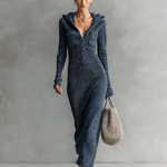 Tracy | Slim-fit Hooded Knitted Maxi Dress