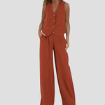 Cristina | Buttoned Vest and Wide-Leg Pants Set