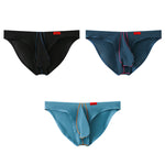 3 Pack Men's Ice Silk High-Elastic Breathable Briefs for Sports