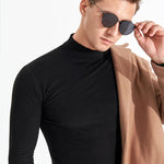 Mid-neck Men's Fleece Warm Bottoming Top T-shirt