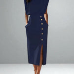 Olena | Elegant Button Midi Dress