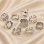 White Gold Vintage Stackable Rings Set
