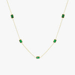 Gold Chain Green Stone Necklace