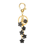 Daisy Flower Initial Letter - Bag Charm (Black)