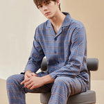 Men's Long Sleeve Woven Brushed Cotton Pajama Set
