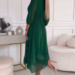 Emmaline | V-Neck Solid Color Waist Dress