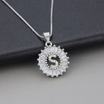 White Gold Initial Letter Zirconia Necklace