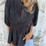 ELIZA™ - Pleated Button-Up Blouse