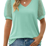 RHINA™ - Sheer Sleeve V-Neck Top