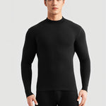 Men's Pure Cotton Mid-Neck Thin Base-Layer Seamless Comfort Thermal Sets