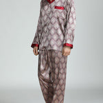 Men's Print Sleepwear Silk Satin Pajamas Set