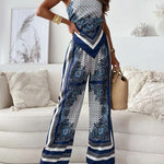 Carolanne | Vacation Ready Stylish Lace-Up Vest & Pants Two-Piece Set Dress