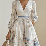 Amalia | White Floral Chiffon Balloon Sleeve Maxi Dress