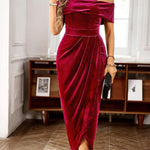 MYLA™ - Trendy Ruched Off-The-Shoulder Dress for Elegant Parties
