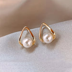 Exquisite Geometric Pearl Inlaid Earrings