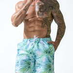 Mens Quick Drying Floral Printed Beach Board Shorts