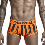 Mens Striped Support Pouch Boxer Briefs With Fly