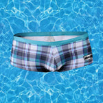 Men's Plaid Print Quick-Dry Low-Rise Swim Shorts & Trunks