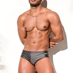 Men’s Shiny Solid Color Swim Briefs