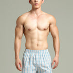 2 Pack Men's Cotton Plaid Boxers with Side Opening and Relaxed Elastic Waistband