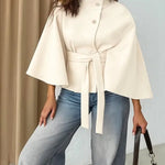 THELMA™ - Women’s Front Buckle Belted Wool Cape Coat for Fall & Winter