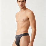 3 Pack Men's Solid Ribbed U-Pouch Breathable & Lifting Thongs