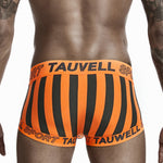 Mens Striped Support Pouch Boxer Briefs With Fly