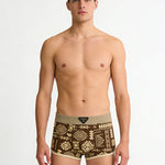 3 Pack Men's Vintage Print Cotton Comfy Waistband Soft Touch Trunks