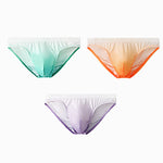 3 Pack Men's Sensual Silk-Like Loose Gradient Color Bikini