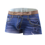 2 Pack Men's Denim Printed Cotton Boxer Briefs