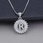 White Gold Initial Letter Zirconia Necklace