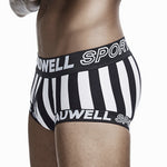 Mens Striped Support Pouch Boxer Briefs With Fly