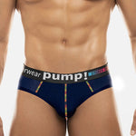 Men's Mesh Briefs With Colorful Spliced Lines