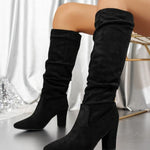 CAROLINE™ - Elegant Pleated Long Boots for Women Knee-High Thick Heel