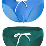 Mens U Convex Pouch Drawstring Solid Swimming Briefs
