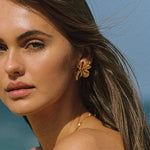 Bold Hibiscus Gold Earrings