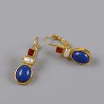 Gold Plated Lapis Dangle Earrings