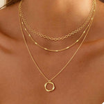 Classic Golden Layers Pendant Necklace