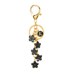 Daisy Flower Initial Letter - Bag Charm (Black)