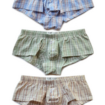 Mens Plaid Front Pouch Boxer Shorts