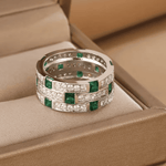 Elegant Emerald Matrix Ring