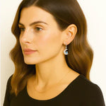 Celestial Silver Moonstone Crescent Earrings