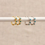 Mini Turquoise Hoops Gold or Silver
