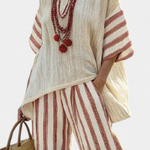 Mercy | Elegant Rustic Striped Top & Cream Linen Pants