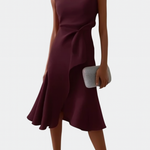 Evie | Draped Asymmetric Midi Dress