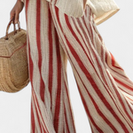 Tahlia | Sophisticated Textured Red-Stripe Top & Linen Pants